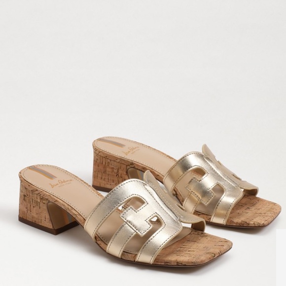 Sam Edelman Winslow mule heel gold leaf Sz 8 - Picture 2 of 11